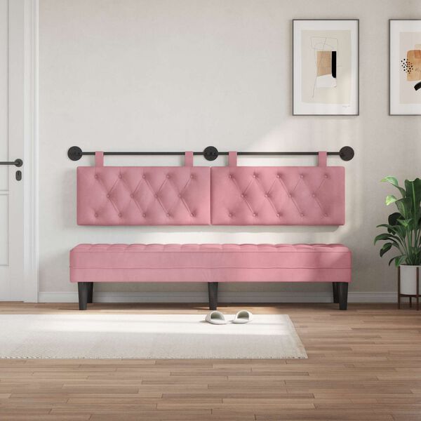 vidaXL Cabecera Colgante Rosa 170 x 55 x 7 cm Terciopelo