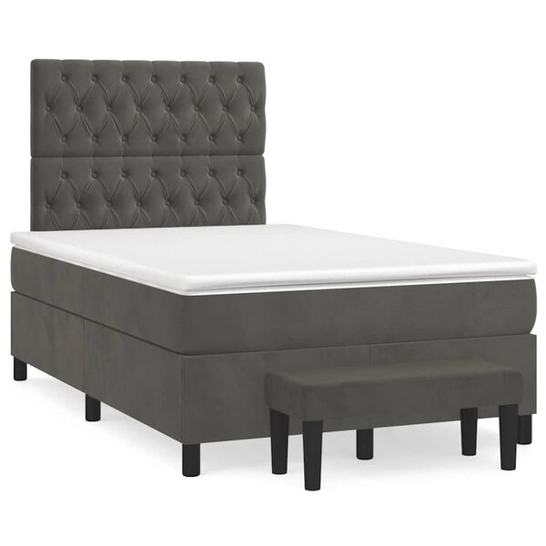 vidaXL Cama box spring con colch&oacute;n terciopelo gris oscuro 120x190 cm