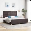 vidaXL Estructura de cama con cabecera Marr&oacute;n oscuro 180 x 200 cm tela