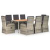 vidaXL Set comedor jard&iacute;n 9 pzas y cojines rat&aacute;n sint&eacute;tico gris