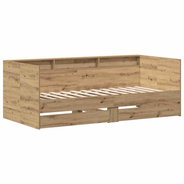 vidaXL Cama de día Roble artesanal 75 x 190 cm Madera contrachapada