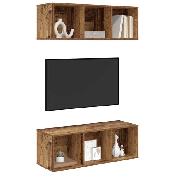 vidaXL Conjunto de mueble de TV 2 pcs Madera Vieja 37 x 37 x 107 cm