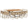 vidaXL Set comedor de jard&iacute;n 11 pzas con cojines rat&aacute;n sint&eacute;tico beige