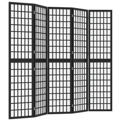 vidaXL Biombo plegable con 5 paneles estilo japonés negro 200x170 cm