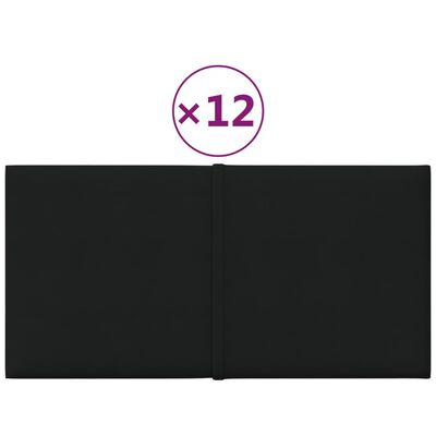 vidaXL Paneles de pared 12 uds tela negro 30x15 cm 0,54 m²