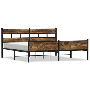 vidaXL Estructura de cama sin colch&oacute;n metal roble ahumado 183x213 cm
