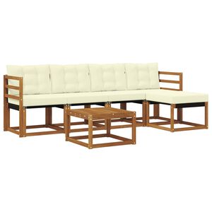 vidaXL Conjunto de sof&aacute;s de exterior 6 uds. Natural y Crema