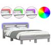 vidaXL Estructura de cama cabecero y luces LED gris Sonoma 120x190 cm