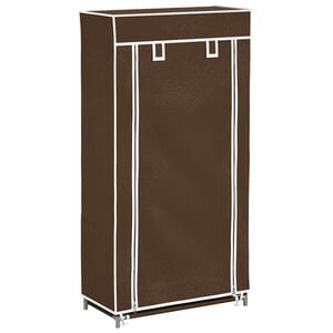 Zapatero de tela con cubierta, marr&oacute;n, 58 x 28 x 106 cm