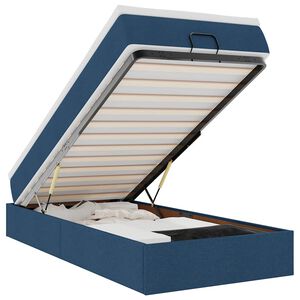 vidaXL Estructura de cama otomana con colch&oacute;n tela azul 100x200cm