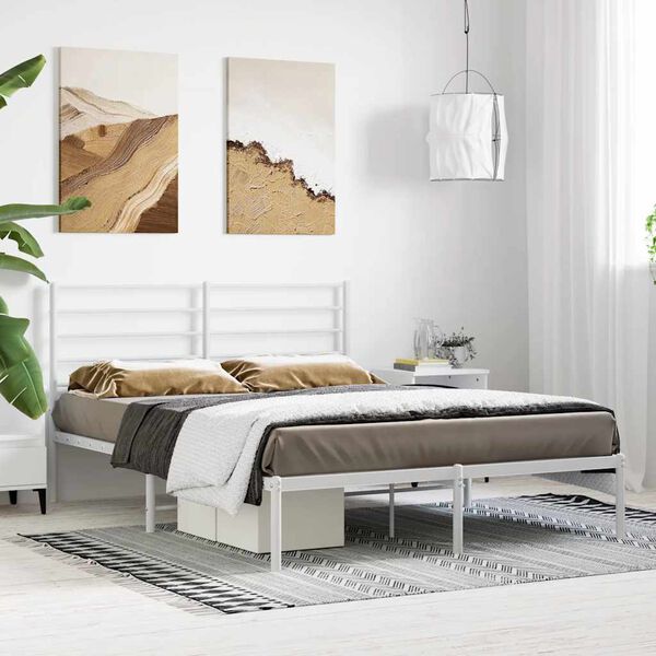 vidaXL Estructura cama sin colch&oacute;n con cabecero metal blanco 120x200cm
