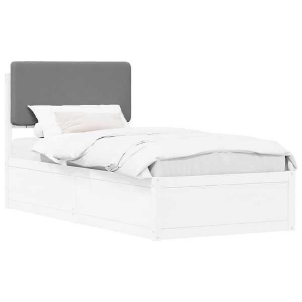 vidaXL Estructura de Cama con Cabecera Tapizada Gris Claro 90 x 200 cm
