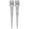 vidaXL Picas de tierra 2 uds acero galvanizado plateado 14x14x91 cm