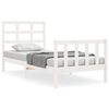 vidaXL Estructura de cama individual con cabecero madera maciza blanco