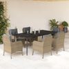 vidaXL Set comedor de jard&iacute;n 7 pzas con cojines rat&aacute;n sint&eacute;tico beige