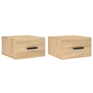 vidaXL Mesitas de noche de pared 2 uds color roble Sonoma 35x35x20 cm