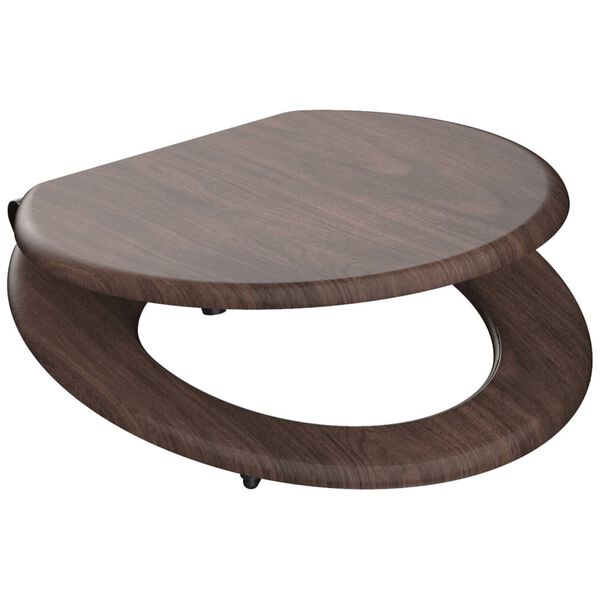 SCHÜTTE Asiento de inodoro con cierre suave DARK WOOD MDF