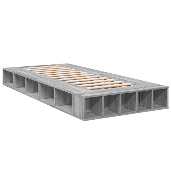 vidaXL Estructura de cama madera de ingenier&iacute;a gris Sonoma 90x190 cm