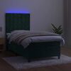 vidaXL Cama box spring colch&oacute;n y LED terciopelo verde oscuro 80x200 cm