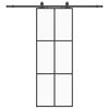 vidaXL Puerta corredera con juego herrajes negro 76x205 cm ESG vidrio