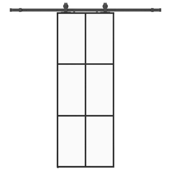 vidaXL Puerta corredera con juego herrajes negro 76x205 cm ESG vidrio