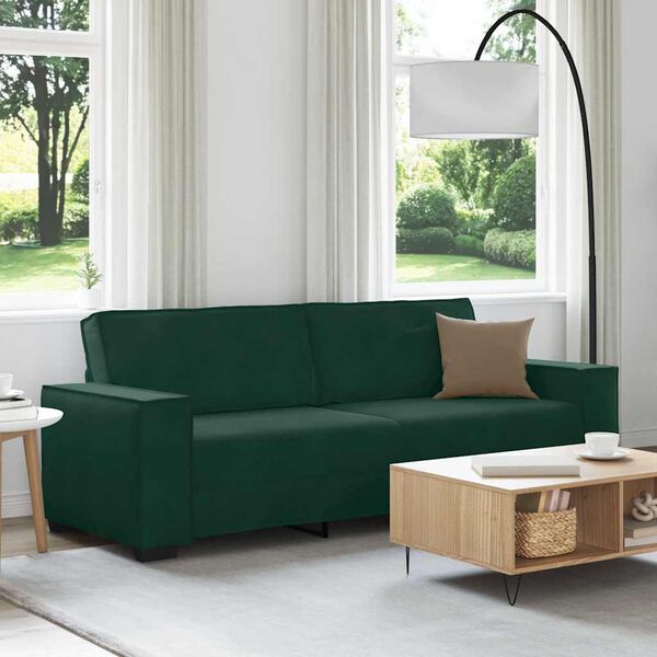 vidaXL Sof&aacute; de 3 plazas terciopelo verde oscuro 220x78x84 cm