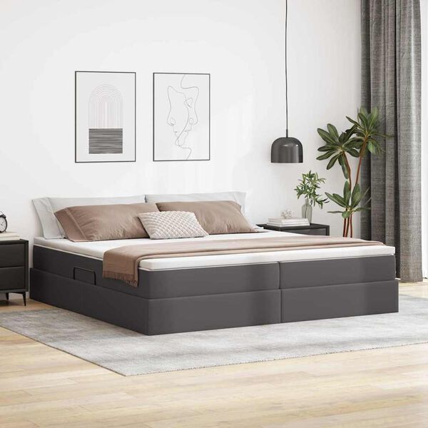 vidaXL Cama con almacenamiento y colch&oacute;n con colch&oacute;n Gris 200 x 200 cm