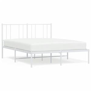 vidaXL Estructura cama sin colch&oacute;n con cabecero metal blanco 140x190cm