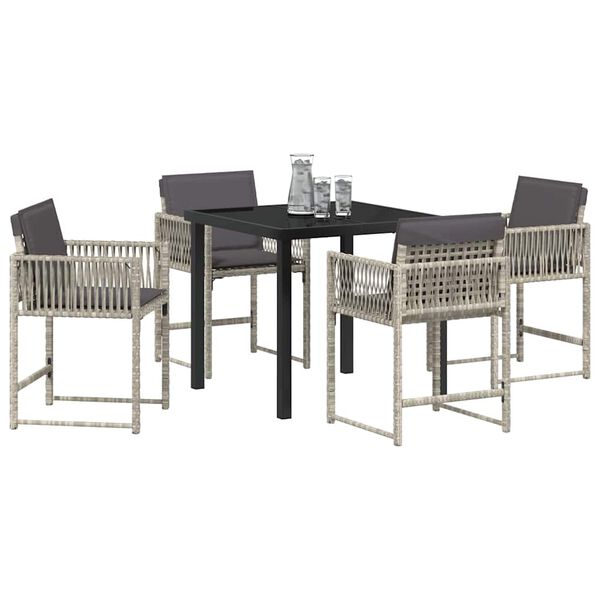vidaXL Conjunto de Comedor de Jard&iacute;n 5 pcs Gris Claro rat&aacute;n sint&eacute;tico