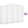 vidaXL Cestas de gaviones 9 uds forma de arco hierro 200x30x140/160 cm