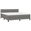 vidaXL Cama box spring colch&oacute;n y luces LED tela gris oscuro 180x200 cm