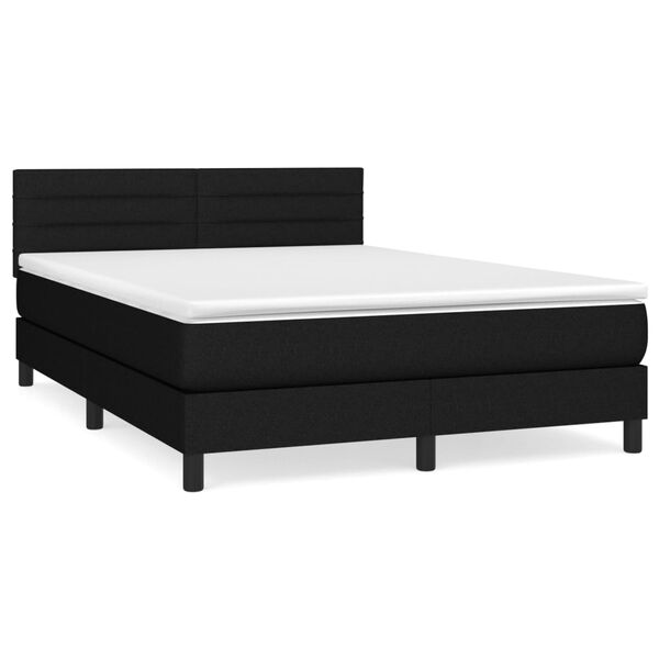vidaXL Cama box spring con colch&oacute;n tela negro 140x190 cm
