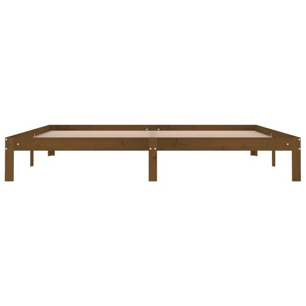 vidaXL Estructura cama sin colch&oacute;n madera pino marr&oacute;n miel 200x200 cm