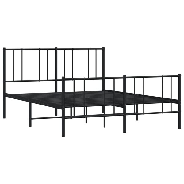 vidaXL Estructura cama sin colch&oacute;n con estribo metal negro 140x190 cm