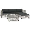 vidaXL Set de muebles de jard&iacute;n 5 pzas y cojines rat&aacute;n sint&eacute;tico gris