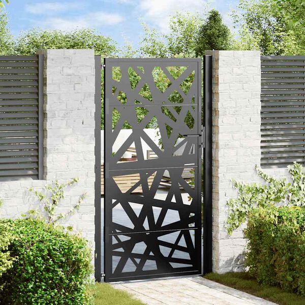 vidaXL Puerta de jard&iacute;n negra 100x175 cm acero dise&ntilde;o ligero