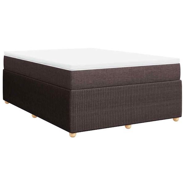 vidaXL Cama box spring con colch&oacute;n tela marr&oacute;n oscuro 140x190 cm
