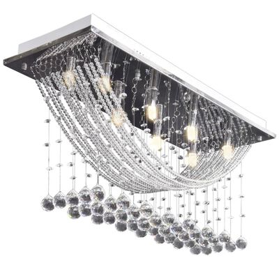 vidaXL Lámpara de techo con lágrimas de cristal 8 x G9 29 cm