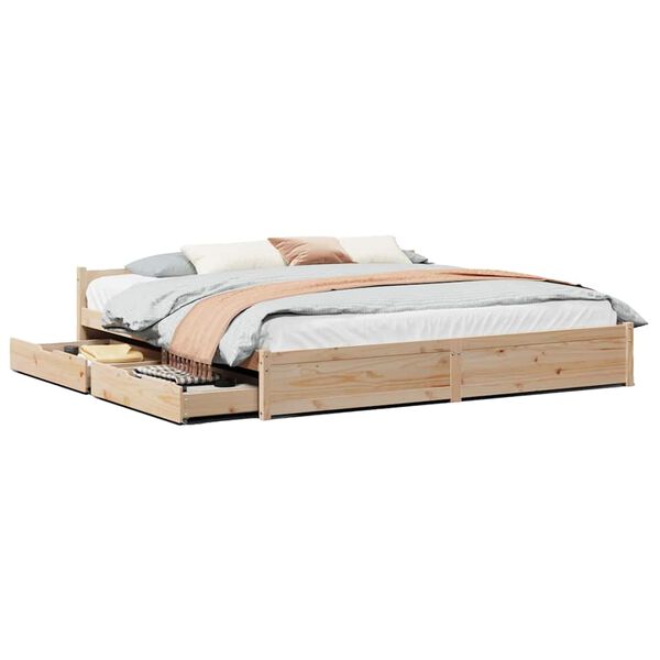 vidaXL Estructura de cama sin colch&oacute;n madera maciza de pino 200x200 cm
