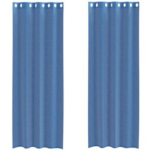 vidaXL Cortinas de gasa con ojales 2 uds azul real