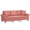 vidaXL Sof&aacute; 3 plazas almohadas y cojines terciopelo rosa 180 cm