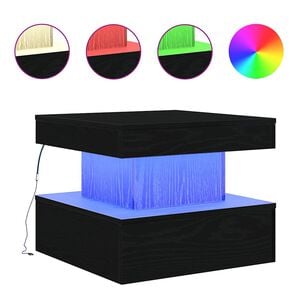 vidaXL Mesa de centro con luces LED roble negro 50x50x40 cm