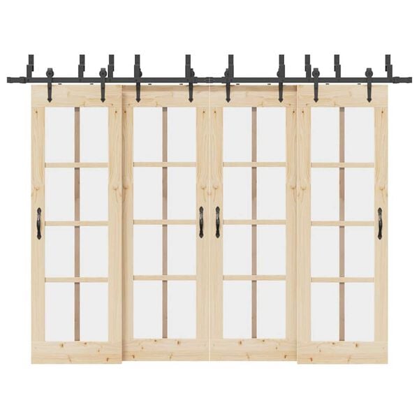 vidaXL Kit de herrajes para puertas correderas acero negro 305 cm