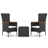 vidaXL Juego sal&oacute;n jard&iacute;n 3 pzas rat&aacute;n sint&eacute;tico y acero negro