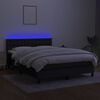 vidaXL Cama box spring colch&oacute;n y luces LED tela negro 140x190 cm