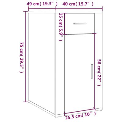 vidaXL Armario de escritorio madera contrachapada blanco 40x49x75 cm