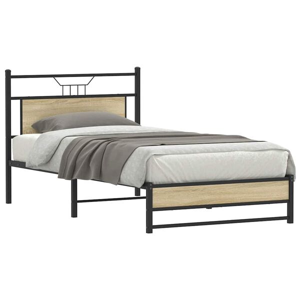vidaXL Estructura de cama sin colch&oacute;n madera roble Sonoma 100x200 cm