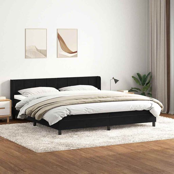 vidaXL Cama box spring con colch&oacute;n terciopelo negro 180x210 cm