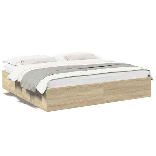 vidaXL Estructura de cama madera de ingenier&iacute;a roble Sonoma 200x200 cm