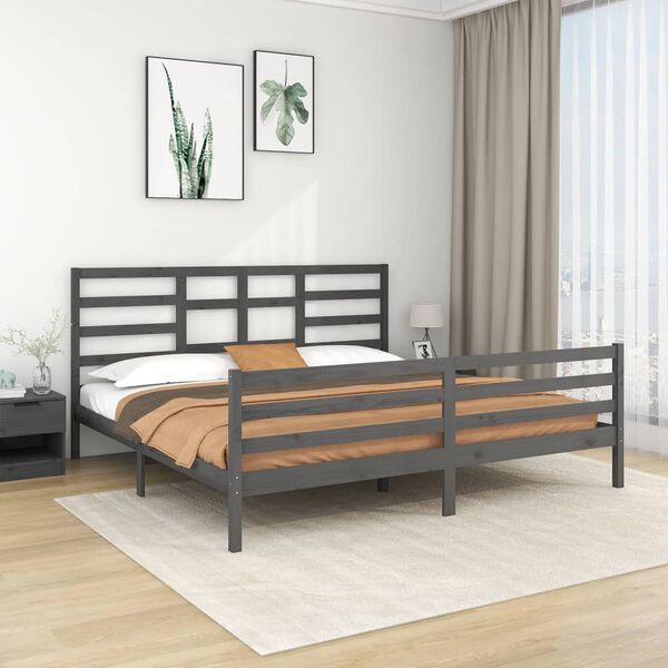 vidaXL Estructura de cama sin colch&oacute;n madera maciza gris 200x200 cm